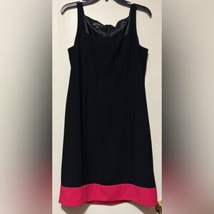 Jones New York Black Cocktail Lined Dress With Pink Bottom Band